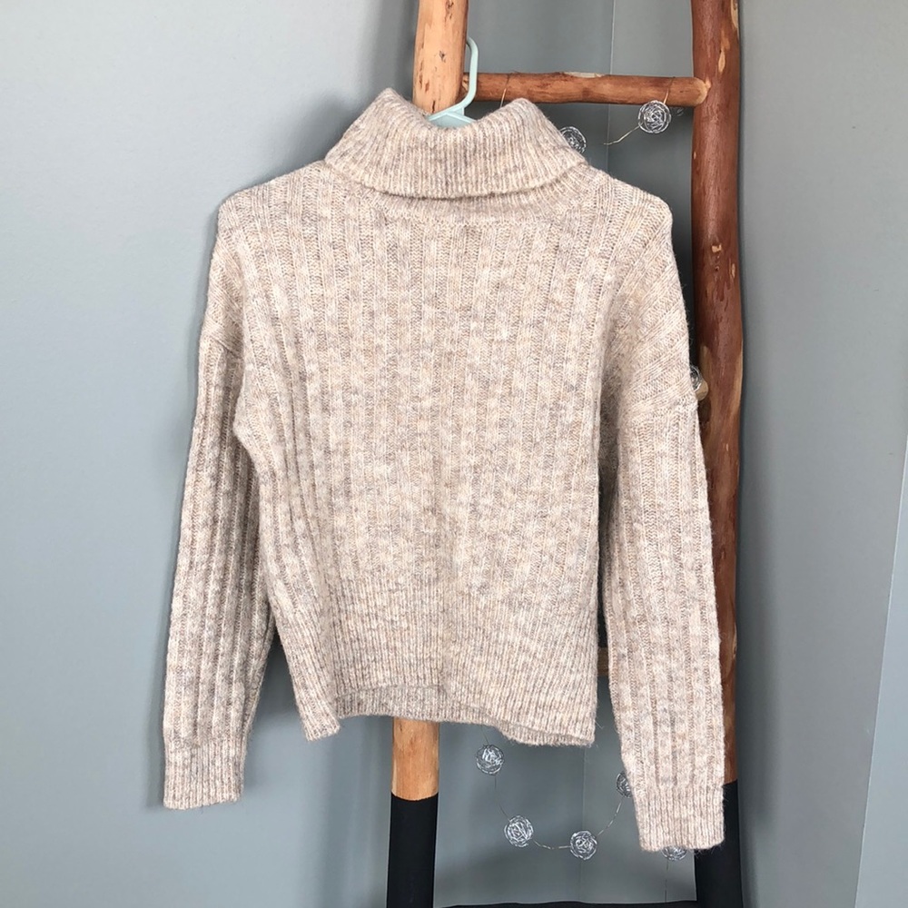 NEW William Rast Wool Blend Long Sleeve Turtleneck Sweater Cream/Tan Size XS
